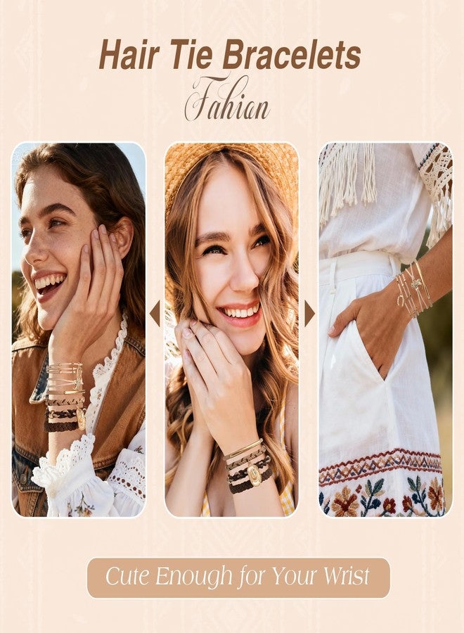 SYGY 6 PCS Hair Ties Bracelets for Women, Boho Hair Ties for Thick & Thin Hair, Elastic Hair Bands That Double as Stylish Jewelry, Dual-Use Stretch Bracelets, Hand-braided Ponytail Holders, Cow Boy Pendant - Image 5